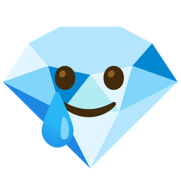 smiling face with tear and gem stone