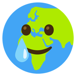smiling face with tear and globe showing Europe-Africa
