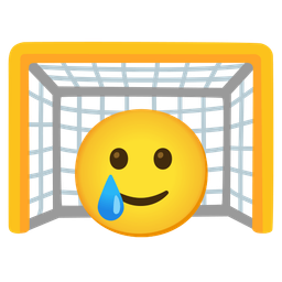 smiling face with tear and goal net