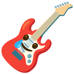 smiling face with tear and guitar
