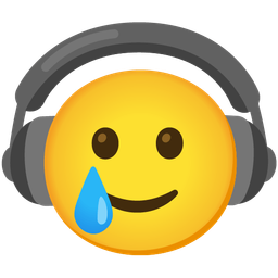 smiling face with tear and headphone