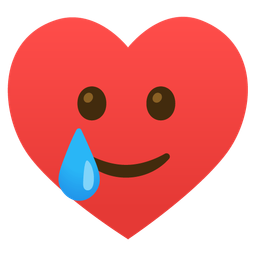 smiling face with tear and heart suit