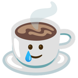 smiling face with tear and hot beverage