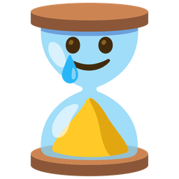 smiling face with tear and hourglass done