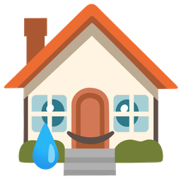 smiling face with tear and house