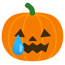 smiling face with tear and jack-o-lantern