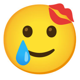smiling face with tear and kiss mark