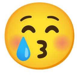 Smiling face with tear and Kissing face with closed eyes