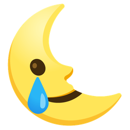 smiling face with tear and last quarter moon face