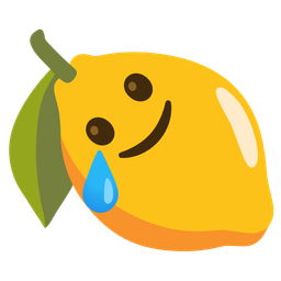 smiling face with tear and lemon