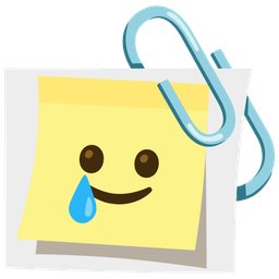 smiling face with tear and linked paperclips