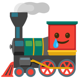 smiling face with tear and locomotive