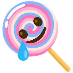 smiling face with tear and lollipop