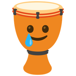 smiling face with tear and long drum