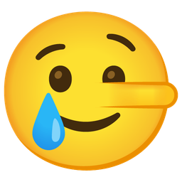 smiling face with tear and lying face