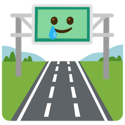 smiling face with tear and motorway