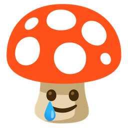smiling face with tear and mushroom