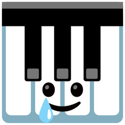smiling face with tear and musical keyboard