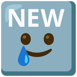 smiling face with tear and NEW button