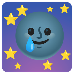 smiling face with tear and new moon face