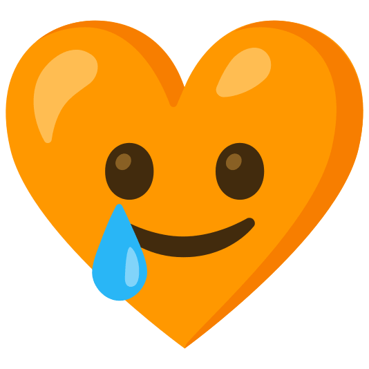 Smiling face with tear and Orange heart
