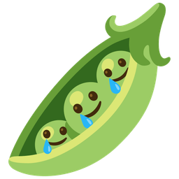 smiling face with tear and pea pod