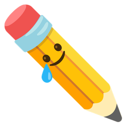 smiling face with tear and pencil