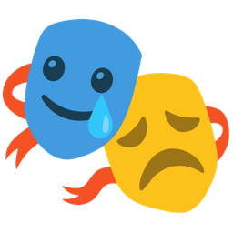 smiling face with tear and performing arts