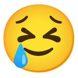 smiling face with tear and persevering face