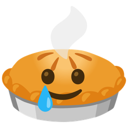 smiling face with tear and pie
