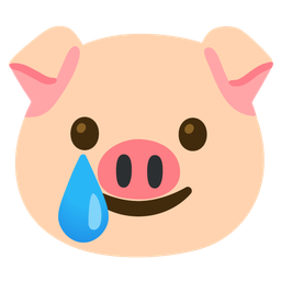 smiling face with tear and pig face