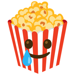 smiling face with tear and popcorn