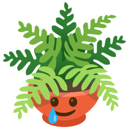 smiling face with tear and potted plant