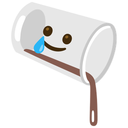 smiling face with tear and pouring liquid