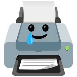 smiling face with tear and printer