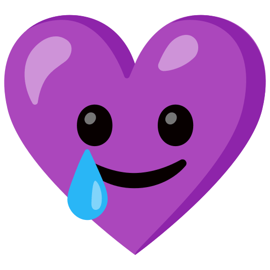 Smiling face with tear and Purple heart