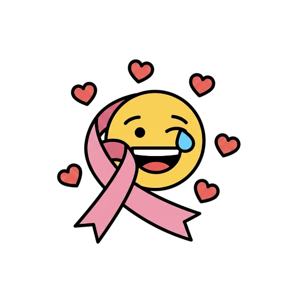 Smiling face with tear and Reminder ribbon