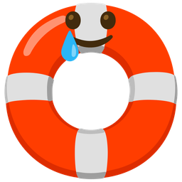 smiling face with tear and ring buoy
