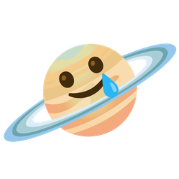 smiling face with tear and ringed planet
