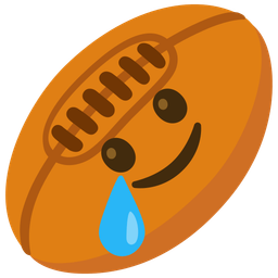 smiling face with tear and rugby football