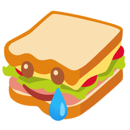 smiling face with tear and sandwich