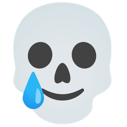 smiling face with tear and skull