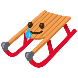 smiling face with tear and sled