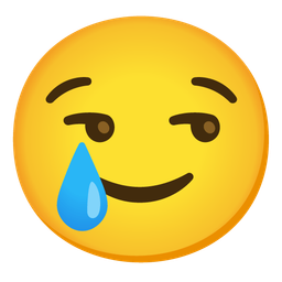 smiling face with tear and smirking face