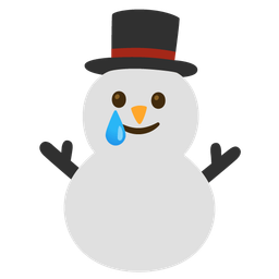 smiling face with tear and snowman without snow