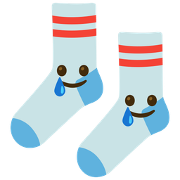 smiling face with tear and socks