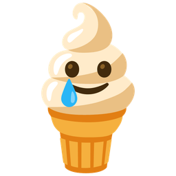 smiling face with tear and soft ice cream