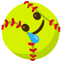 smiling face with tear and softball