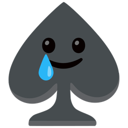 smiling face with tear and spade suit