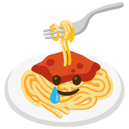 smiling face with tear and spaghetti